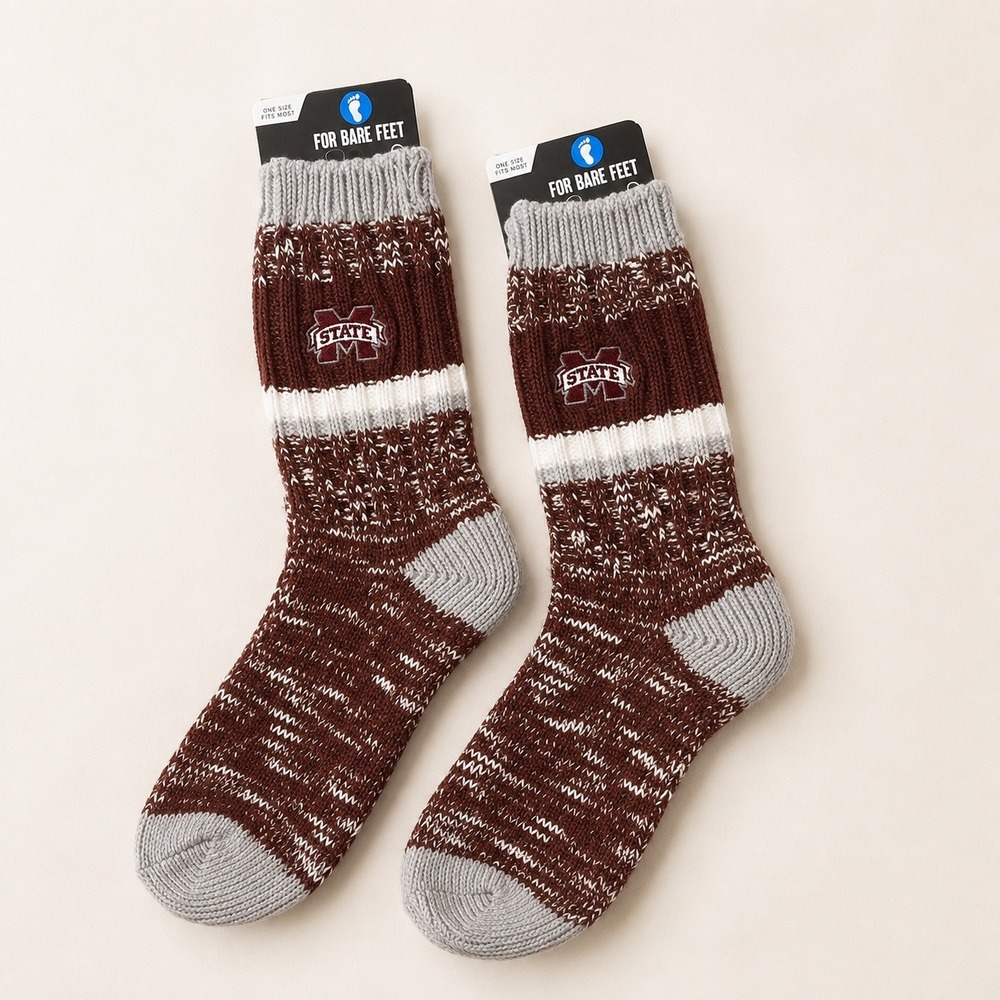 For Bare Feet Mississippi State Alpine Summit Merlot Socks Unisex OSFM Gorpcore